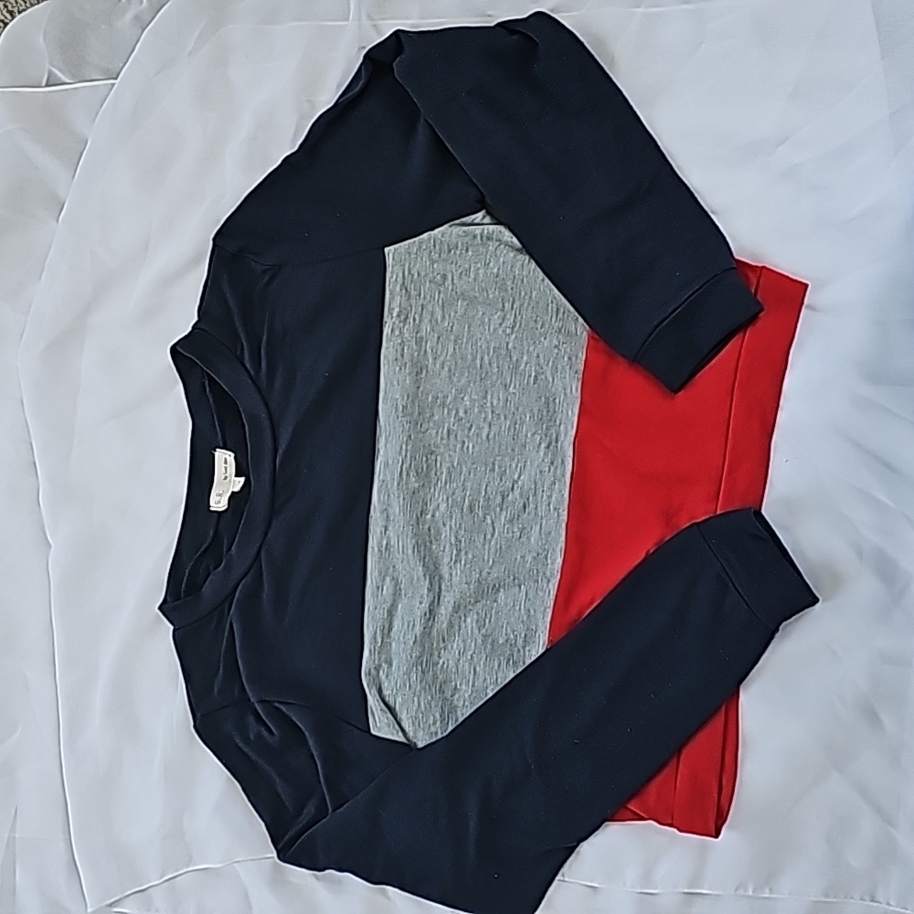 Red, Gray, And Navy Color Block Sweatshirt